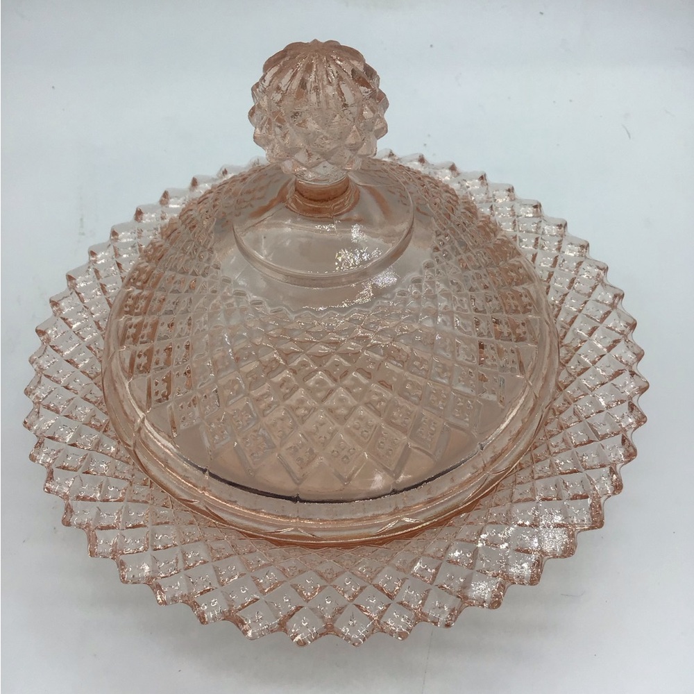 Vintage 1930’s Pink Glass Covered Dish